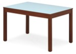 Tavolo in vetro e legno focus